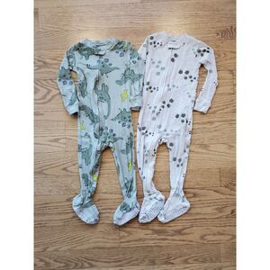 Carter's Boys 2T Footed Zipped Long Sleeve Pajamas Set of 2 Dinosaurs VGUC